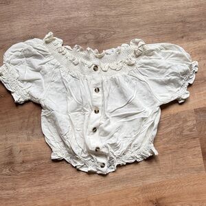 H&M Cream Ruffled Button-Up Blouse